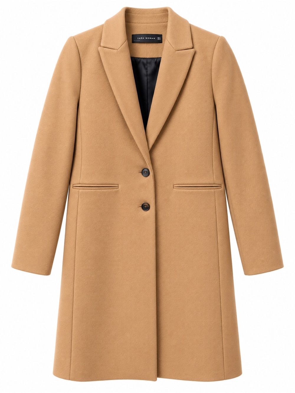 Zara Woman Camel Long Tailored Coat Size S